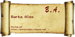 Barka Alex névjegykártya